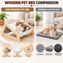 Cozy Wooden Cat Hammock Bed - Stylish  Grey Fabric