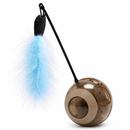Interactive Cat Toy with Feather Wand & Rolling Ball, Fun Chase Toy for Cats & Kittens