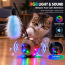 Interactive Cat Toy with Feather Wand & Rolling Ball, Fun Chase Toy for Cats & Kittens