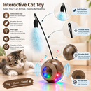 Interactive Cat Toy with Feather Wand & Rolling Ball, Fun Chase Toy for Cats & Kittens
