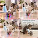 Interactive Cat Toy with Feather Wand & Rolling Ball, Fun Chase Toy for Cats & Kittens