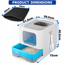 Cat Litter Box for Cats, Enclosed Toilet Tray with Sifting Grid, Removable Litter Pan