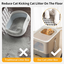Cat Litter Box for Cats, Enclosed Toilet Tray with Sifting Grid, Removable Litter Pan
