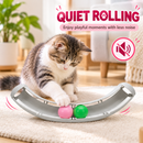 Cat Toy Track with 2 Colorful Balls, Curved Interactive Play Board for Cats