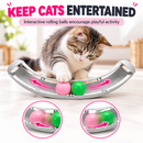Cat Toy Track with 2 Colorful Balls, Curved Interactive Play Board for Cats