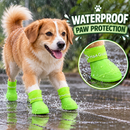 Dog Rain Boots, Waterproof Silicone Pet Shoes with Anti-Slip Sole