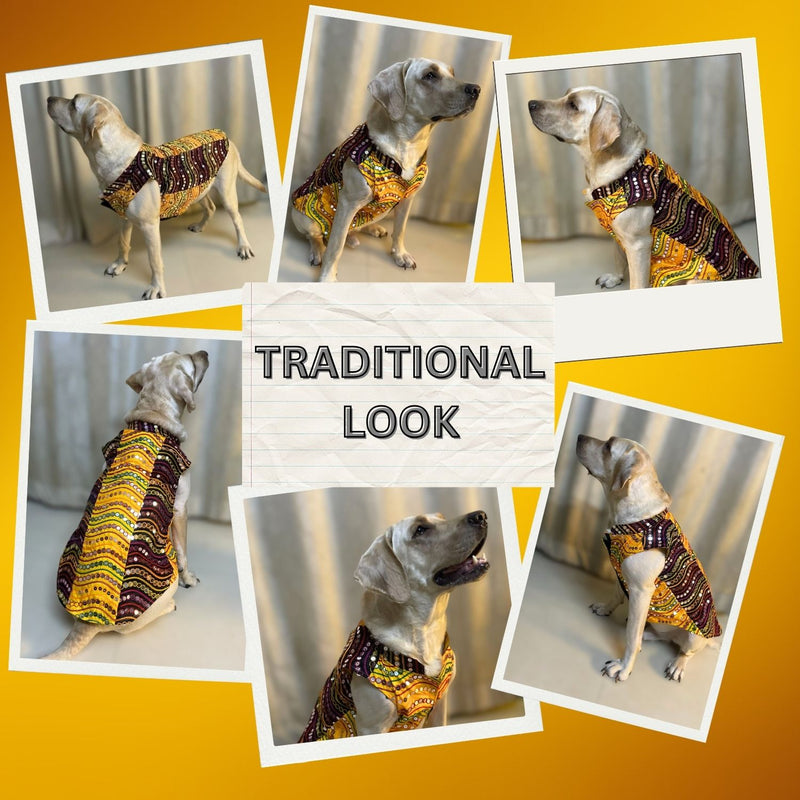 Traditional Dog Dress for Small, Medium & Large Dogs-YELLOW