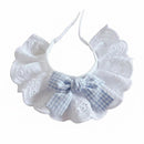 Cute Frilly Lace Pet Collar with Blue Bow