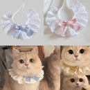 Cute Frilly Lace Pet Collar with Blue Bow