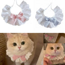 Cute Frilly Lace Pet Collar with Blue Bow