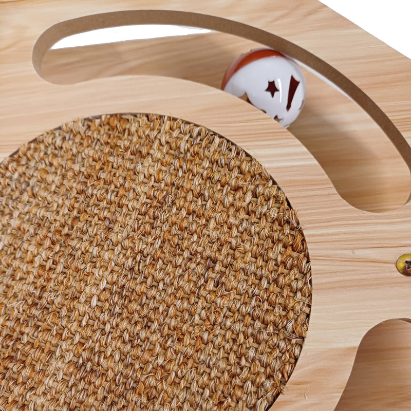 Cat Scratcher Board with Sisal Pad and Interactive Toy Roller for Cats