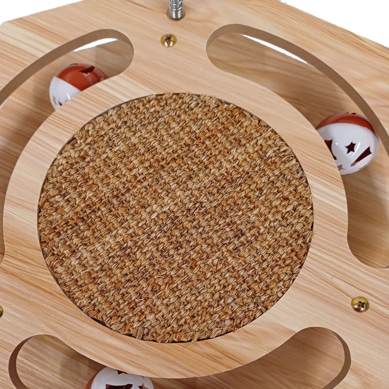 Cat Scratcher Board with Sisal Pad and Interactive Toy Roller for Cats