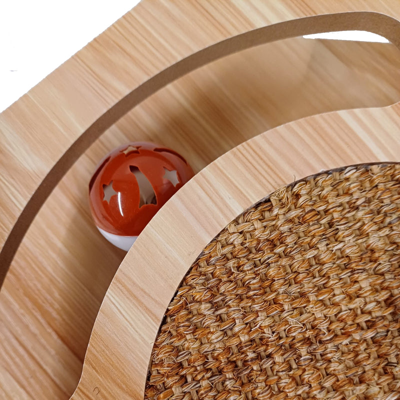 Cat Scratcher Board with Sisal Pad and Interactive Toy Roller for Cats