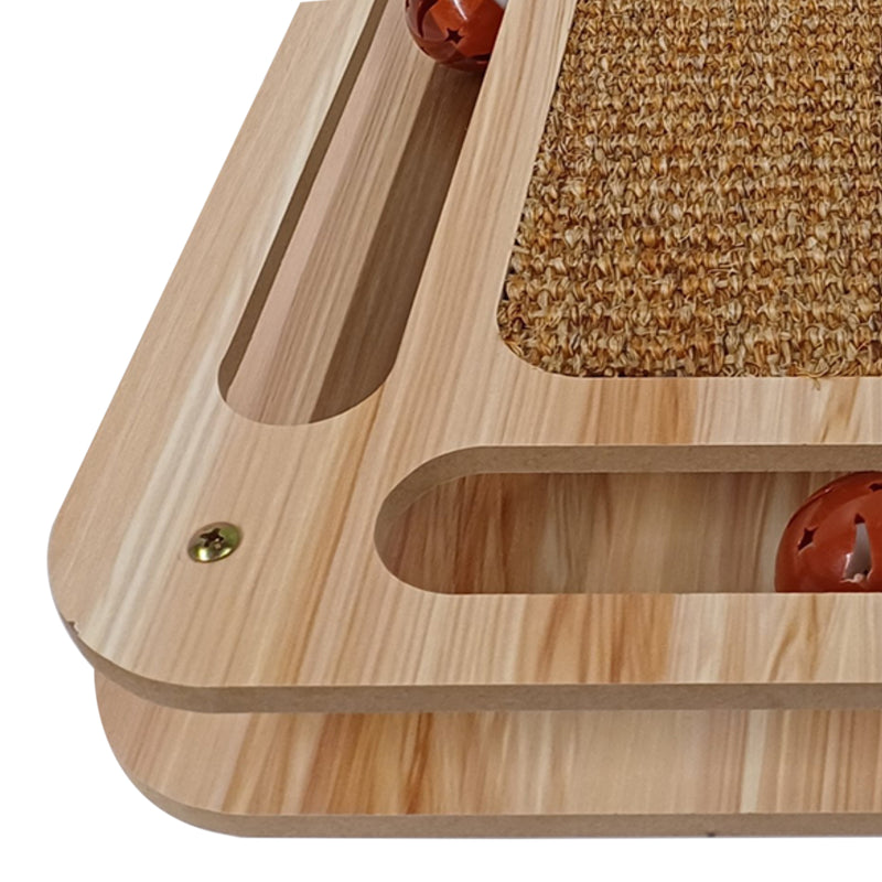 Cat Scratcher Board with Sisal Pad and Interactive Toy Roller for Cats