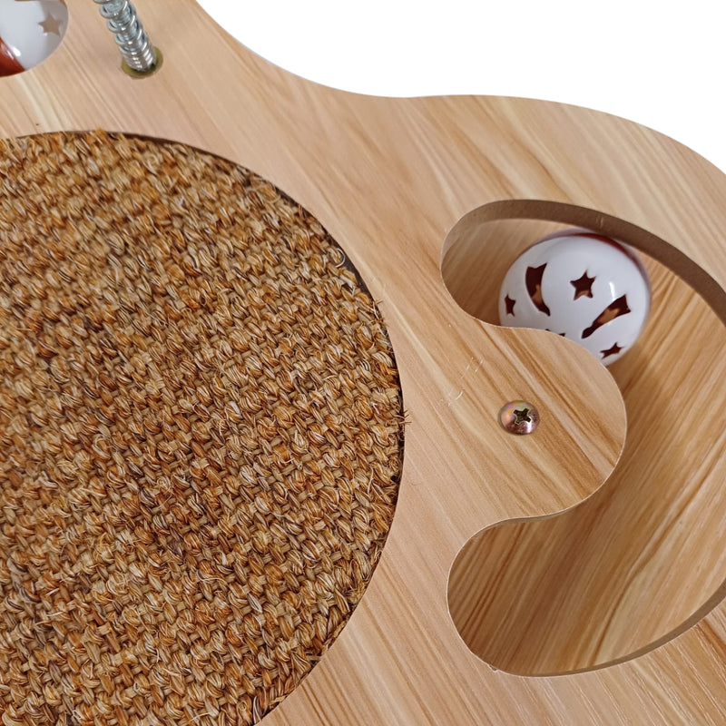 Cat Scratcher Board with Sisal Pad and Interactive Toy Roller for Cats