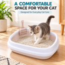 Cat Litter Tray with Scoop | Plastic Cat Toilet Box