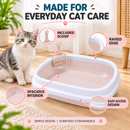 Cat Litter Tray with Scoop | Plastic Cat Toilet Box