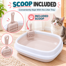 Cat Litter Tray with Scoop | Plastic Cat Toilet Box