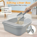 Cat Litter Box with Scoop | Plastic Kitty Litter Tray with Sifting Grate