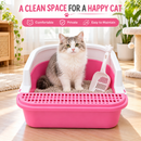Cat Litter Box with Scoop | Plastic Kitty Litter Tray with Sifting Grate