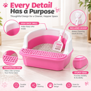 Cat Litter Box with Scoop | Plastic Kitty Litter Tray with Sifting Grate