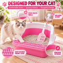 Cat Litter Box with Scoop | Plastic Kitty Litter Tray with Sifting Grate