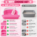 Cat Litter Box with Scoop | Plastic Kitty Litter Tray with Sifting Grate