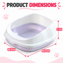 Cat Litter Box | Plastic Kitty Litter Tray with High Sides, Easy Clean Cat Toilet Pan for Indoor Cats & Kittens