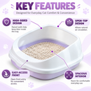 Cat Litter Box | Plastic Kitty Litter Tray with High Sides, Easy Clean Cat Toilet Pan for Indoor Cats & Kittens