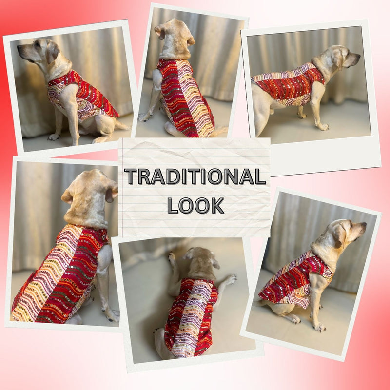 Traditional Dog Dress for Small, Medium & Large Dogs – Red