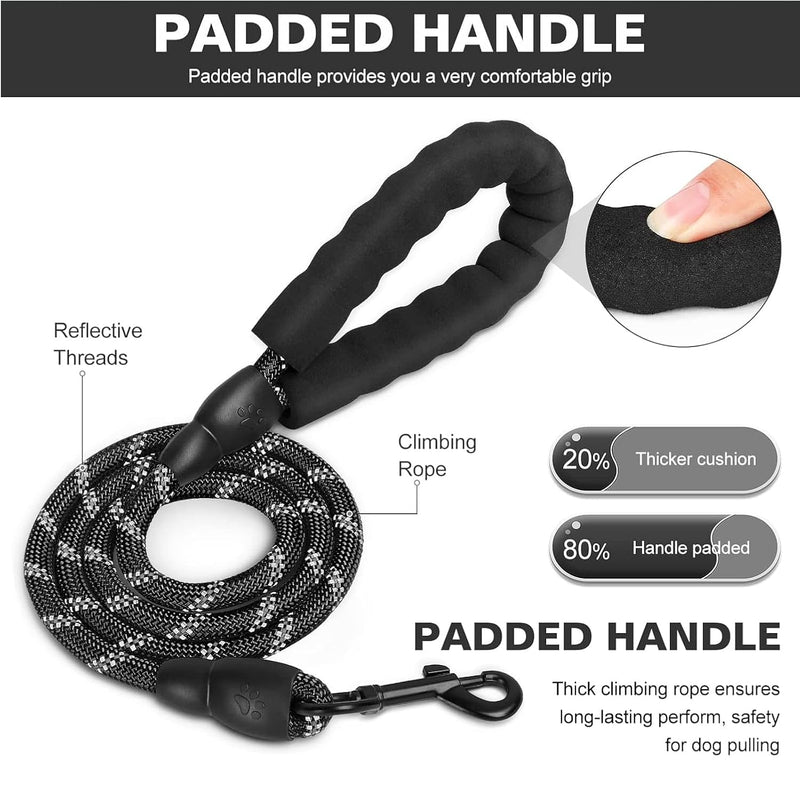 Heavy-Duty Dog Leash - 5FT Reflective Leash for All Dog Breeds