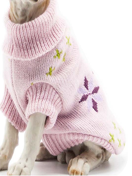 Turtleneck Cable Knit Sweater for Small Dogs and Cats with Leash Hole