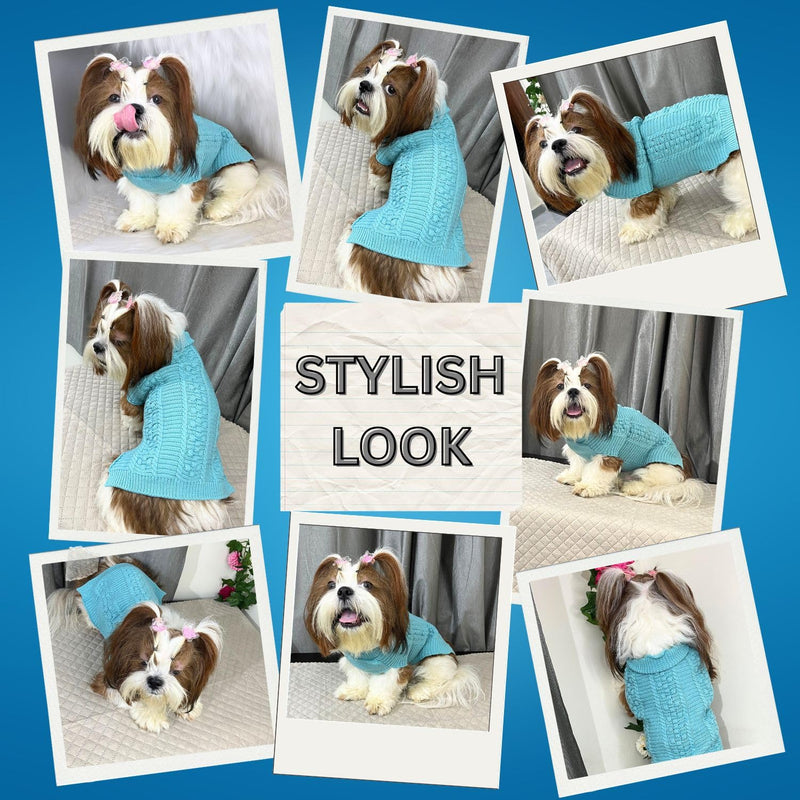 Winter Sweaters for small Dogs And Cats Soft-Comfy (Sky Blue)