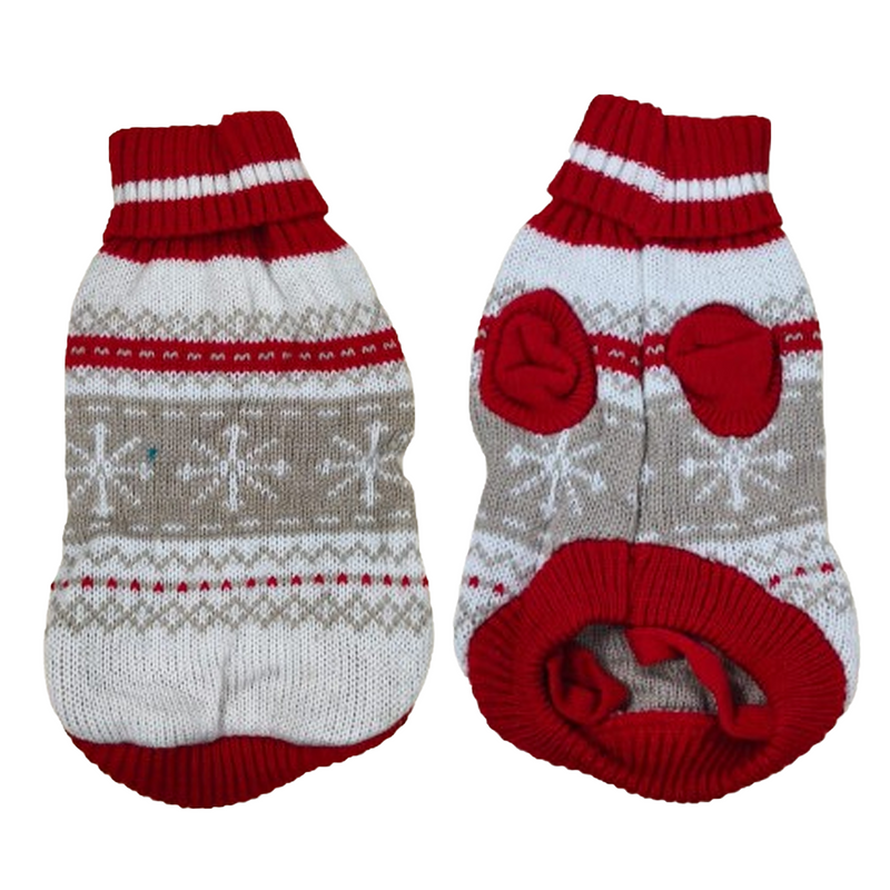 Winter Dog Sweater – Red & White