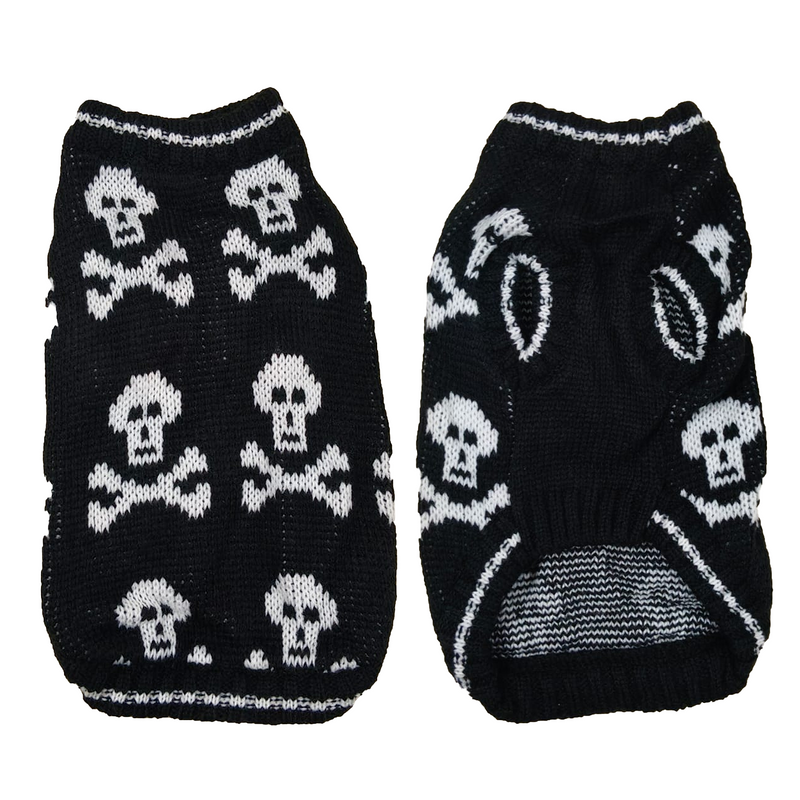 Skull & Bones Design Dog Sweater – Black