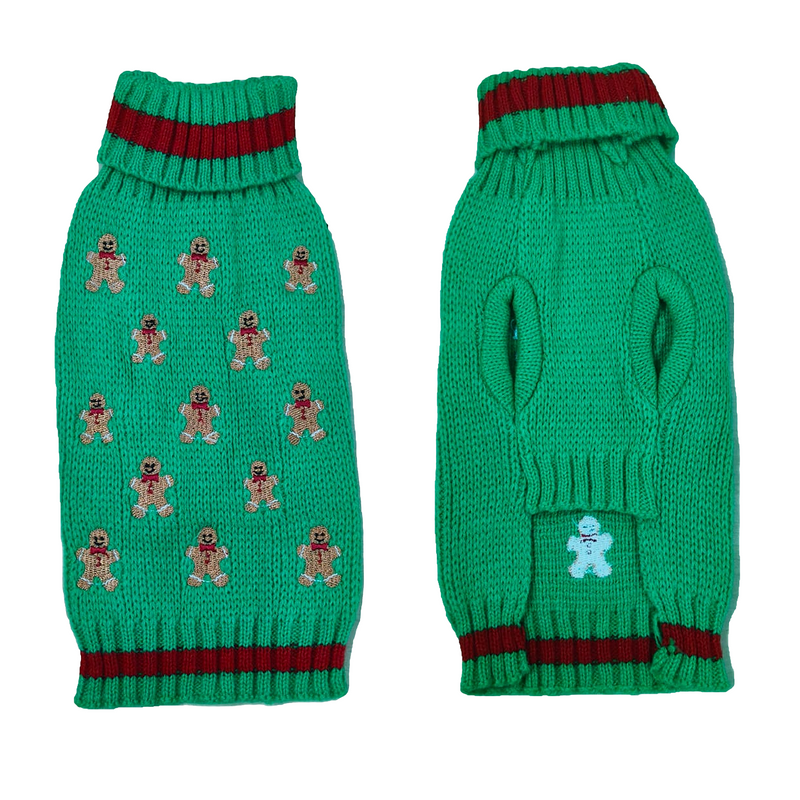 Dog Sweater - Gingerbread Man Design