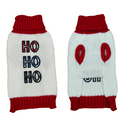 Dog Sweater - HO HO HO Red & White