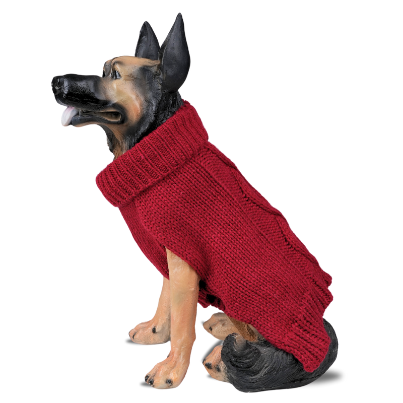 Turtleneck Dog Sweater - Classic Cable Knit for Small Dogs & Cats