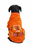 Dog T-Shirt Costume “Will Do Trick for Treats”