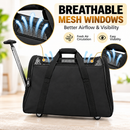 Pet Travel Carrier Bag with Wheels, Rolling Trolley for Cats & Small Dogs, Breathable Mesh, Adjustable Shoulder Straps, Black