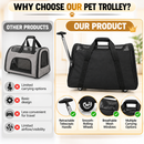 Pet Travel Carrier Bag with Wheels, Rolling Trolley for Cats & Small Dogs, Breathable Mesh, Adjustable Shoulder Straps, Black