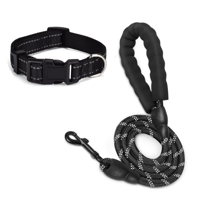 5FT Reflective Heavy-Duty Dog Leash & Collar Set