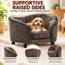 Cature Care by Nature Dog Sofa for Small & Medium Dogs | Plush Velvet Pet Sofa Bed with Removable Cushion | Comfortable Indoor Dog Couch, Grey