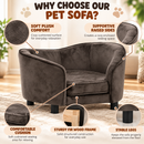 Cature Care by Nature Dog Sofa for Small & Medium Dogs | Plush Velvet Pet Sofa Bed with Removable Cushion | Comfortable Indoor Dog Couch, Grey