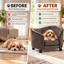 Cature Care by Nature Dog Sofa for Small & Medium Dogs | Plush Velvet Pet Sofa Bed with Removable Cushion | Comfortable Indoor Dog Couch, Grey