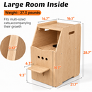 Wooden Cat Litter Box Enclosure Furniture, Enclosed Cat Toilet Cabinet with Scoop Storage, Easy Access Holes & Top Entry Design, Natural Wood Pet Furniture for Indoor Cats