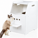 Wooden Cat Litter Box Enclosure Furniture, Enclosed Cat Toilet Cabinet with Scoop Storage, Easy Access Holes & Top Entry Design, Natural Wood Pet Furniture for Indoor Cats