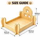 Cat Bed, Natural Pine Wood Pet Sleeping Cot Paw Print Backrest