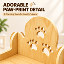 Cat Bed, Natural Pine Wood Pet Sleeping Cot Paw Print Backrest