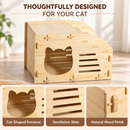 Cozy Wooden Cat House - Natural Wood Pet Shelter